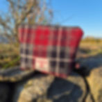 Handmade Harris Tweed® pouch in classic check pattern, crafted in Scotland with cotton lining and YKK zip