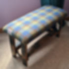 Handcrafted bench made from whisky staves and Harris Tweed® A0166, celebrating Scottish heritage