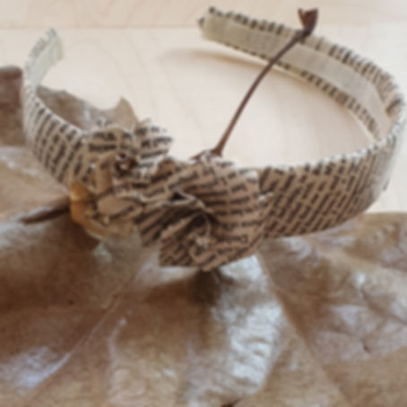 The Secret Garden  hairband with roses made from old book