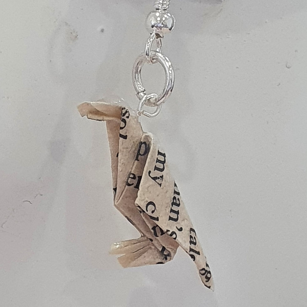 Thumbnail: Edgar Allan Poe Raven paper drop earrings,  eco-friendly