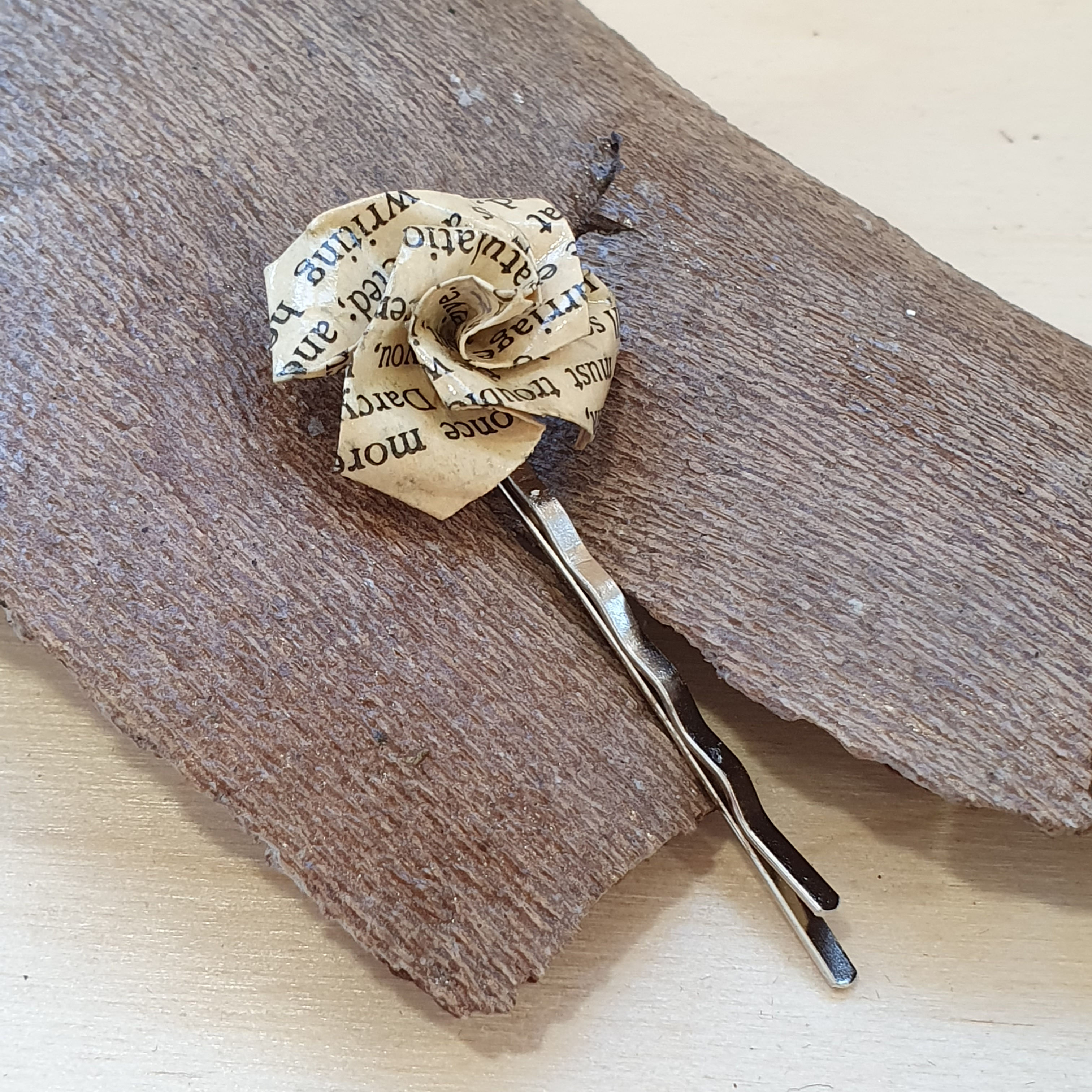 Bronte sisters book  origami rose hair grip