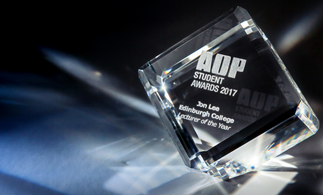 AOP Lecturer of the Year 2017 winner is Jon Lee of Edinburgh College Photography Dept.