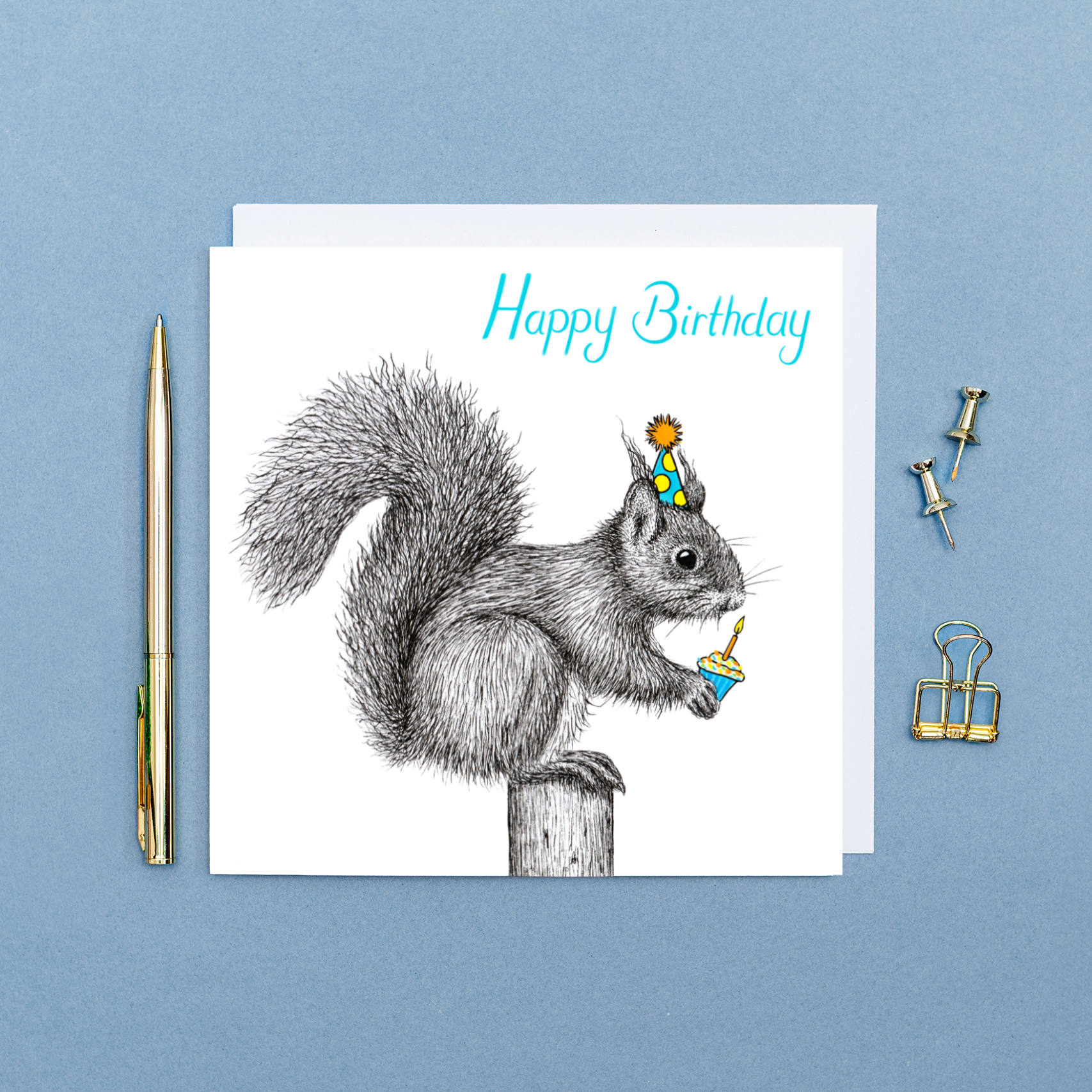 Red squirrel birthday card