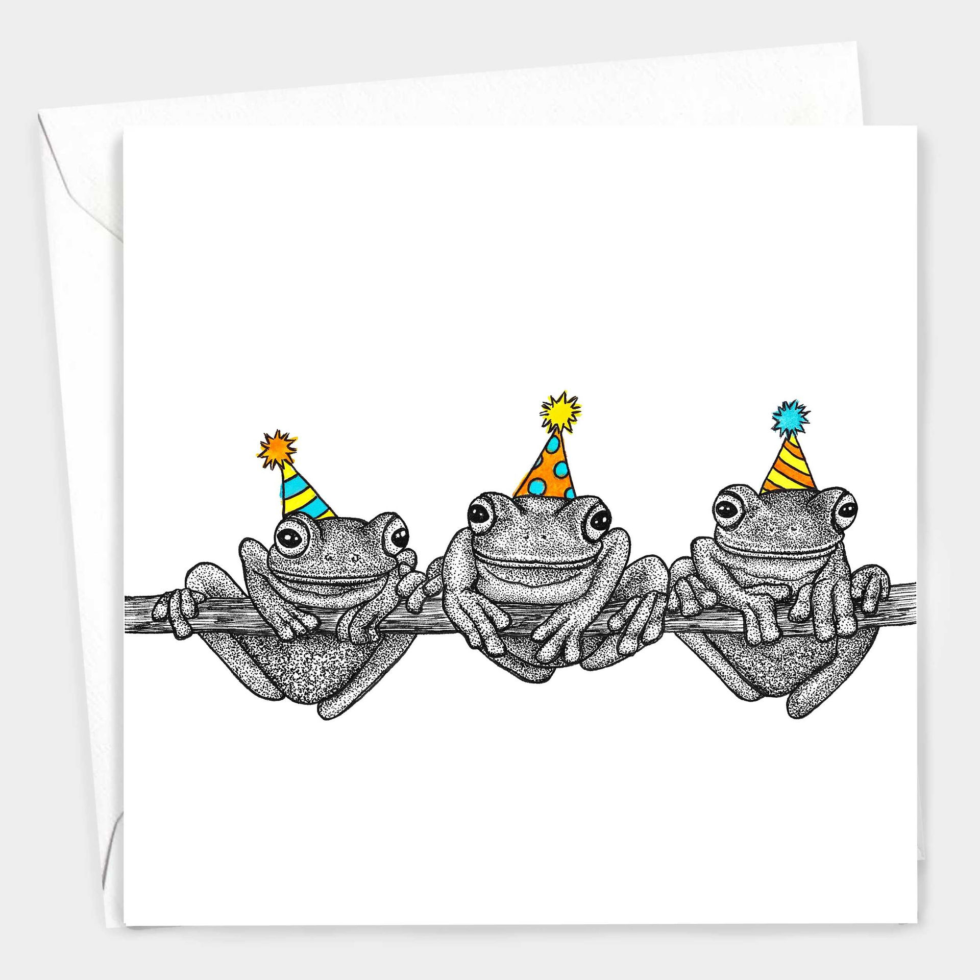 Javan tree frogs birthday card