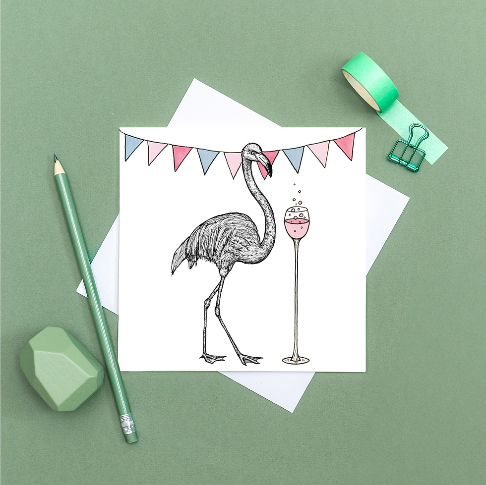 Thumbnail: Flamingo celebration card