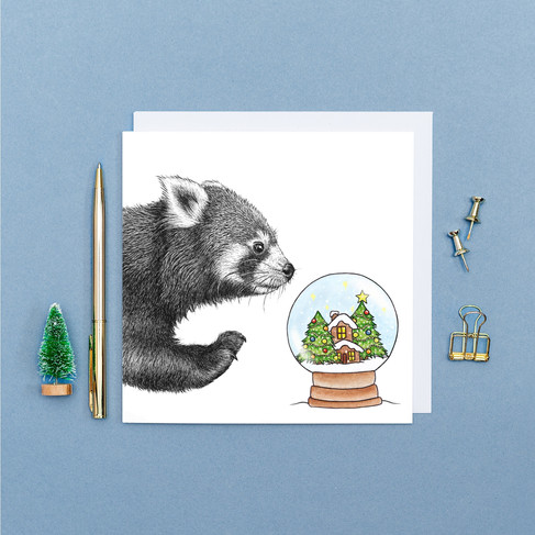 Red panda Christmas card by Wild Lines