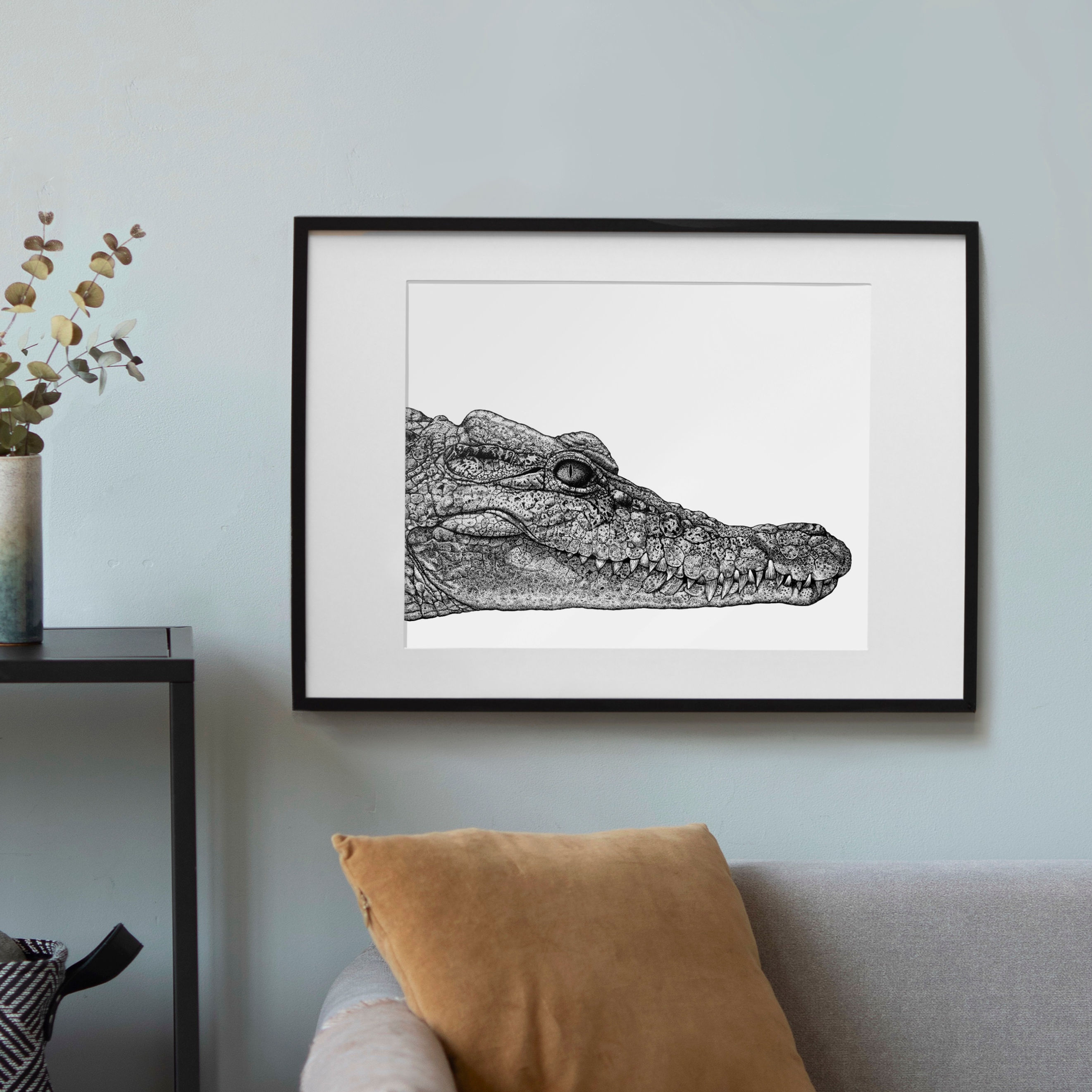 Philippine Crocodile Art Print - White