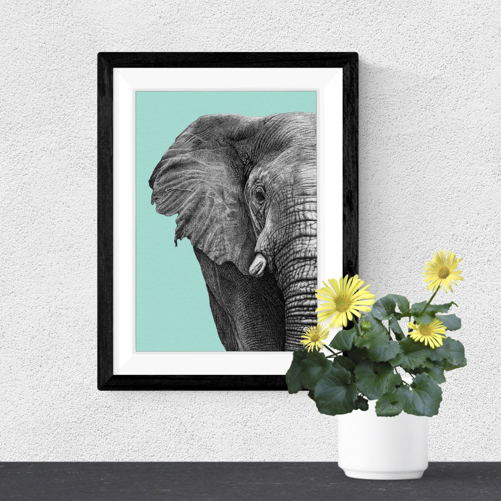 African elephant art print