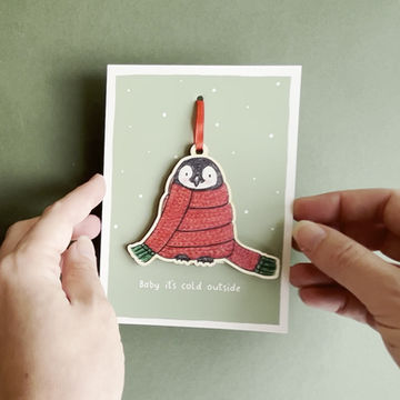 Thumbnail: Wooden Penguin Christmas Decoration