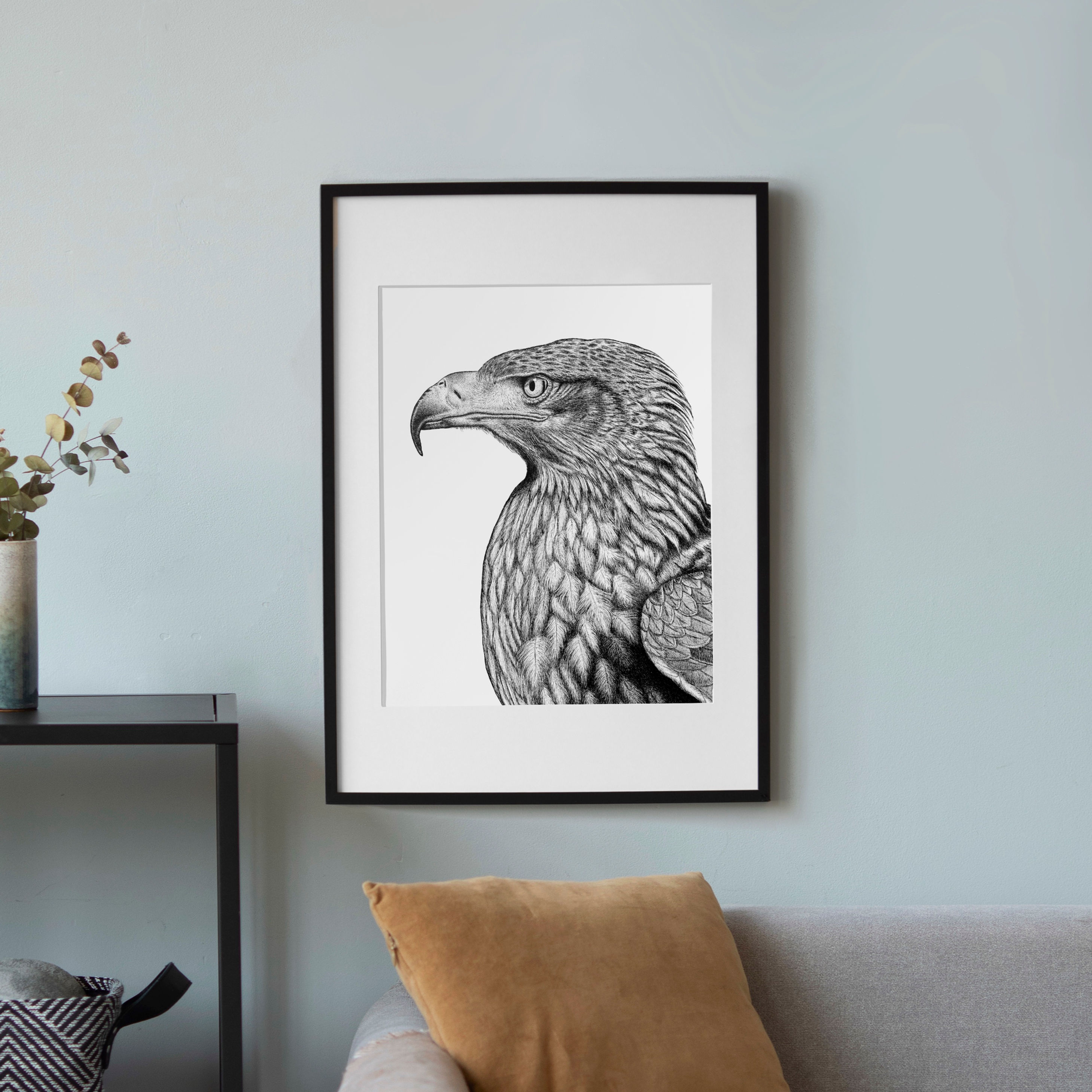 Steppe Eagle Art Print - White