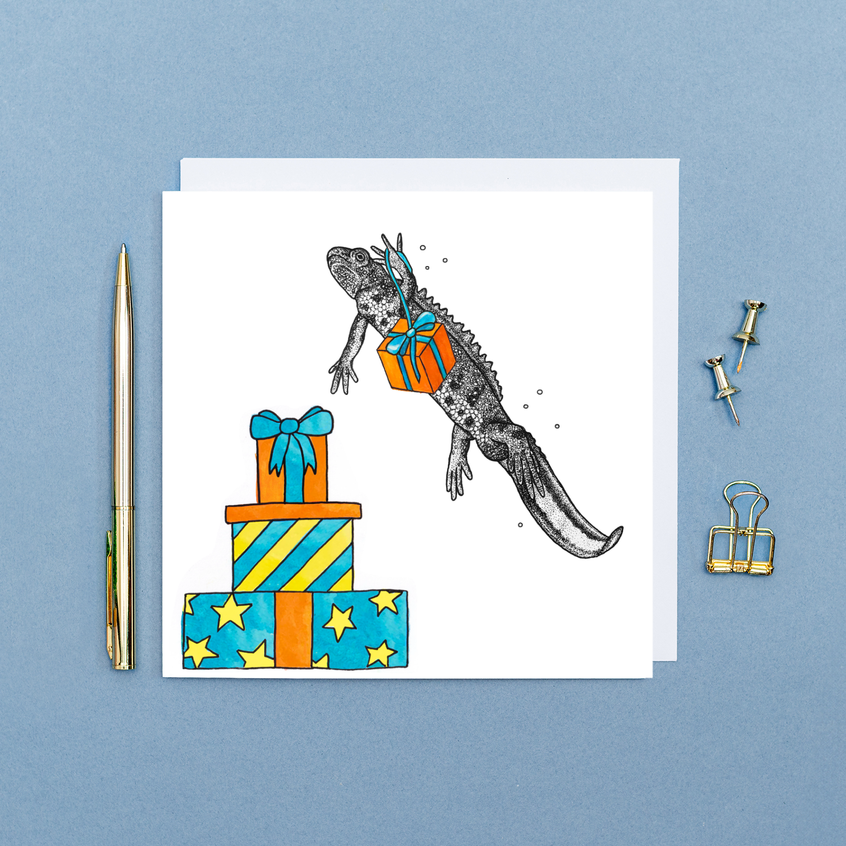 Great crested newt Birthday card