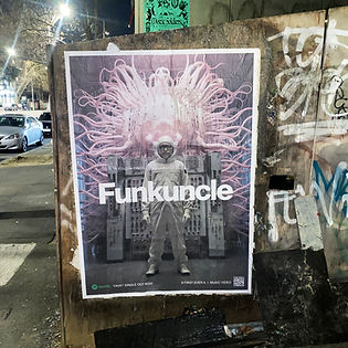 Poster of Funkuncle billboard in street