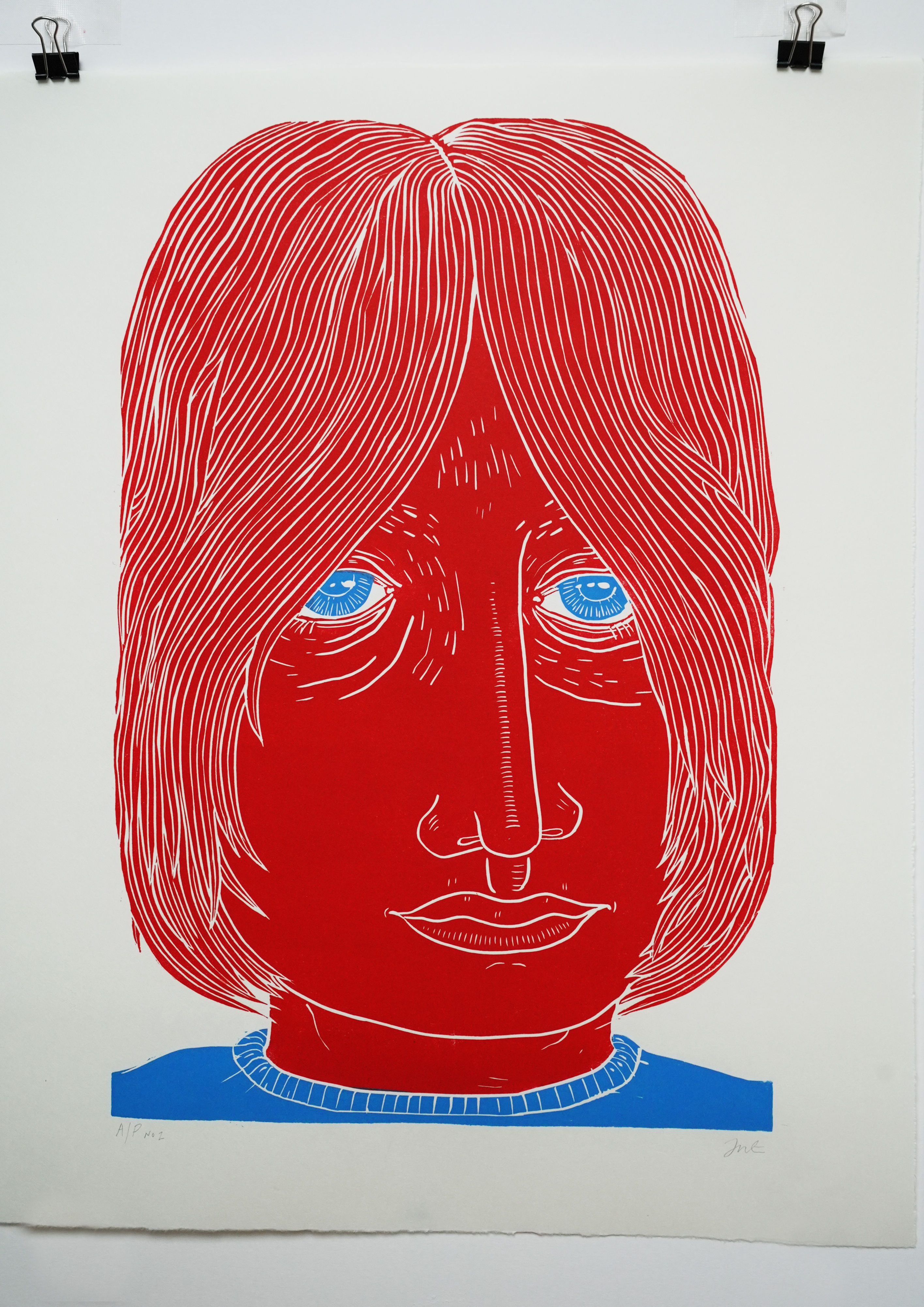 'Transformative Hair' (Artist proof no. 1) Hand-printed Lino Cut