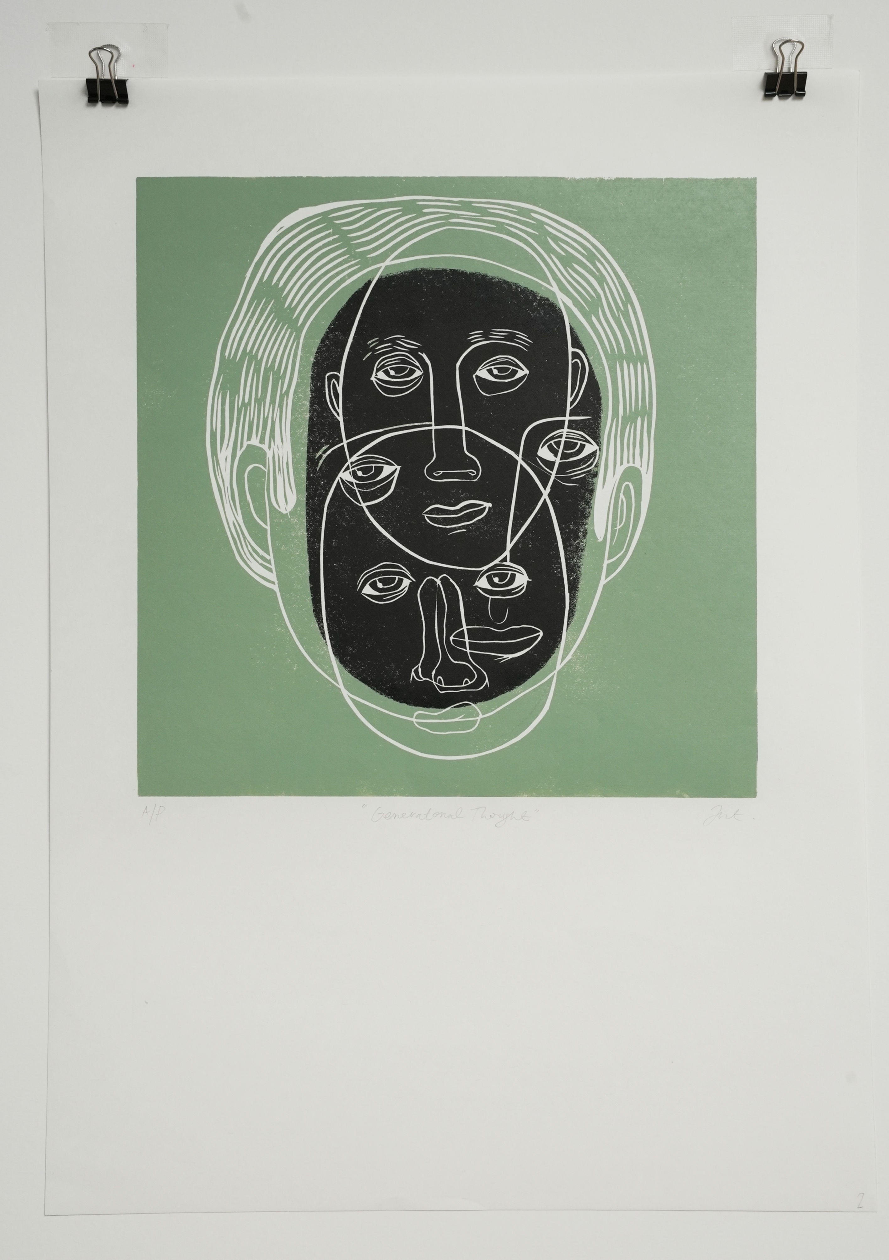 'Generational Thought' (Artist proof no. 2) Hand-printed Lino Cut