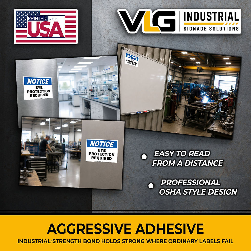 Thumbnail: vlg industrial signage solutins notice eye protection required safety decal sticker