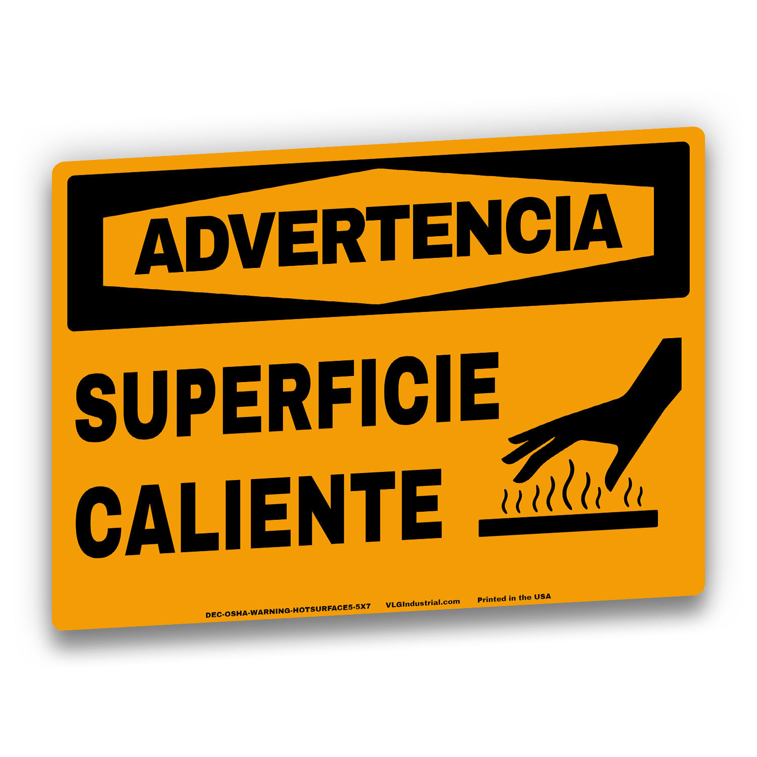 WARNING HOT SURFACE SPANISH ADVERTENCIA SUPERFICIE CALIENTE