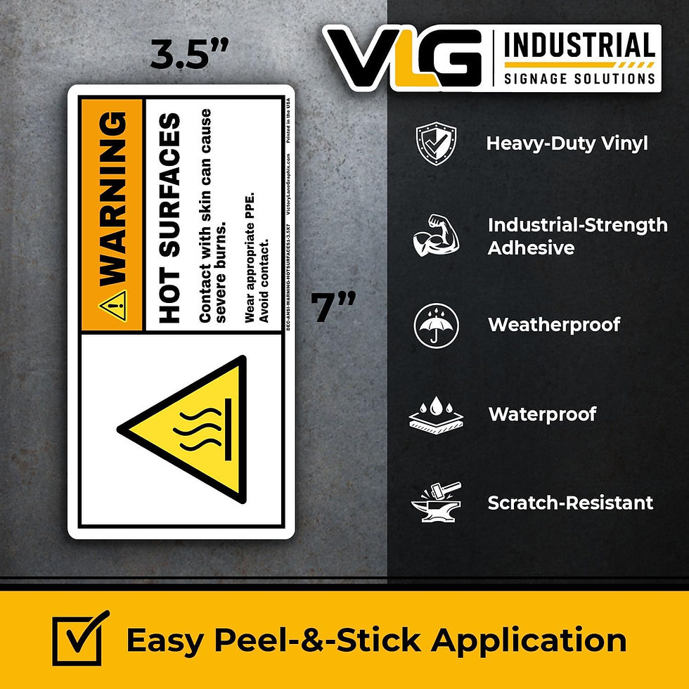Hot Surface Warning Labels - 3.5x 7 (Pack of 10) – peel-and-stick application steps