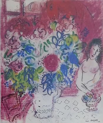 Marc Chagall - Weiblicher Akt mit Blumenstrauß