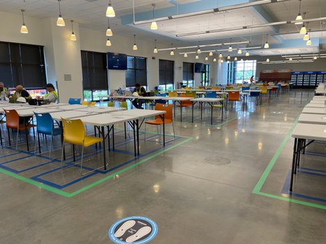 Warehouse break area with multiple installed television displays