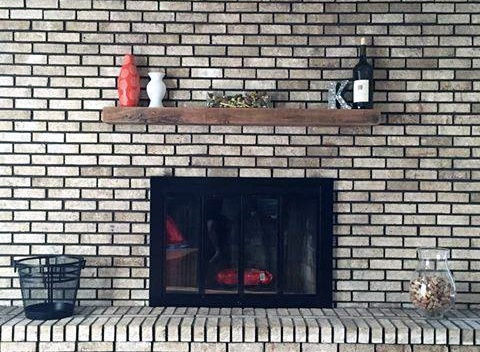 Custom barn wood mantle