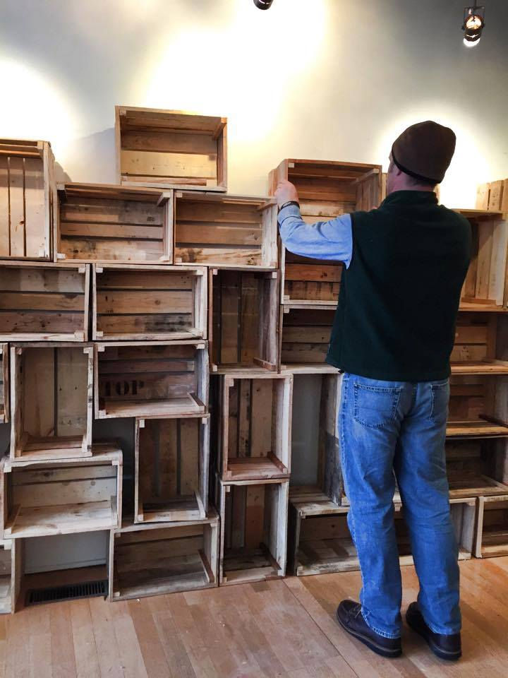 pallet box wall for Verdigreen in Montclair