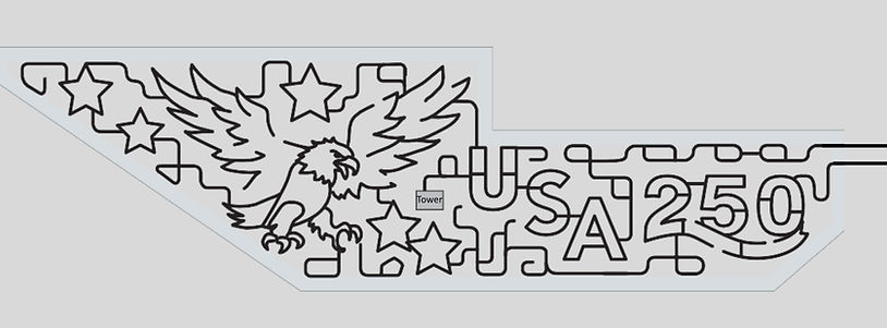 2026 Corn Maze Map featuring USA 250 with an Eagle.