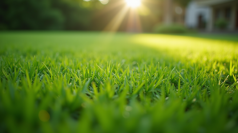 Eye-level view of a well-maintained green lawn with even grass height