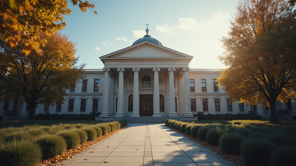 Bir adliye binasının dış cephesinin yakın plan görünümü