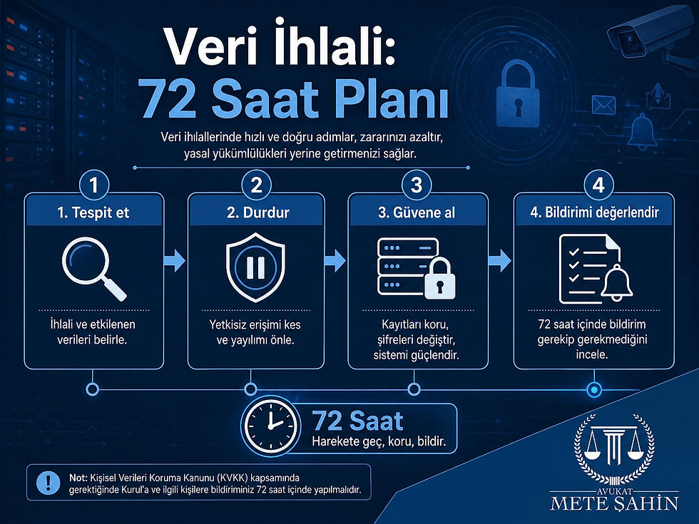 Kamera kaydı kaynaklı KVKK veri ihlalinde işverenin 72 saat içinde değerlendirmesi gereken bildirim planı