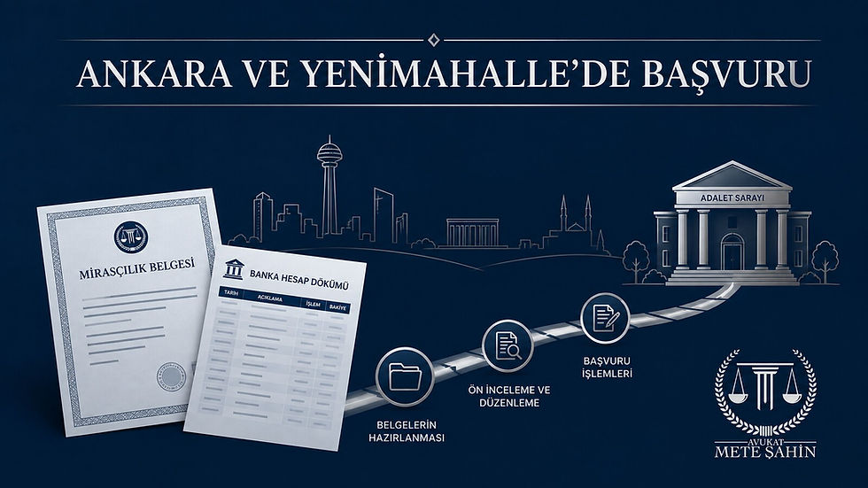 Ankara ve Yenimahalle'de mirasbırakanın banka hesabı uyuşmazlığı için başvuru adımları