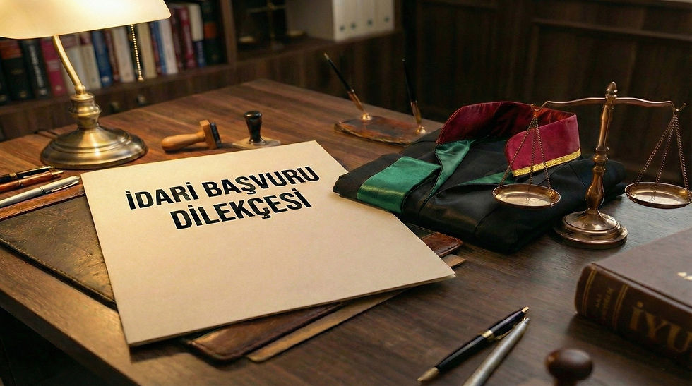 2026 yılı güncel İYUK 13. madde uyarınca idareye zorunlu başvuru dilekçesi örneği ve Türk avukat cübbesi