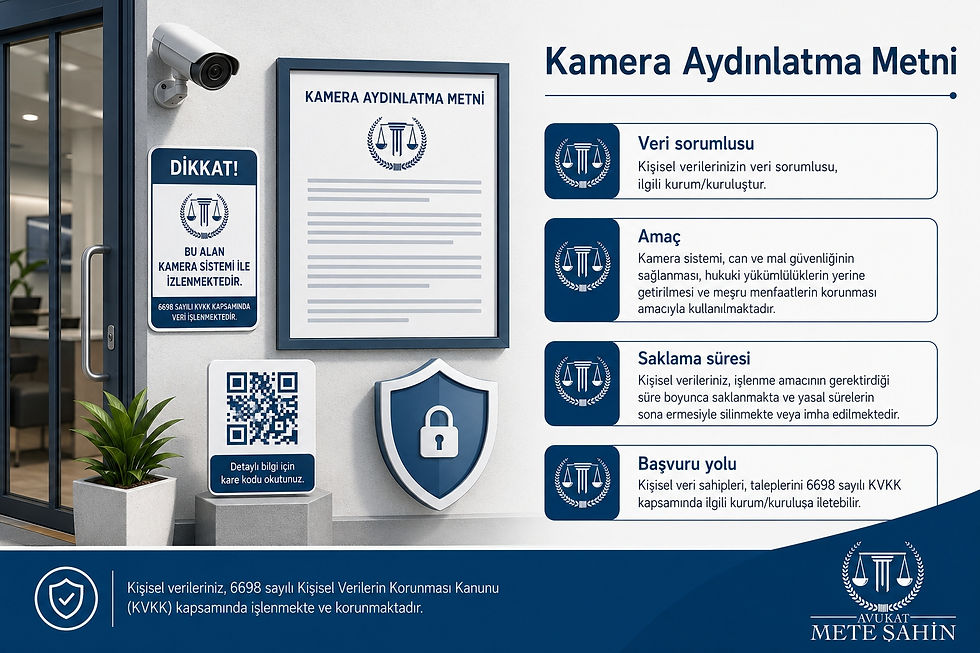İşyerinde kamera aydınlatma metni ve KVKK m.10 kapsamındaki bilgilendirme yükümlülüğünü anlatan görsel