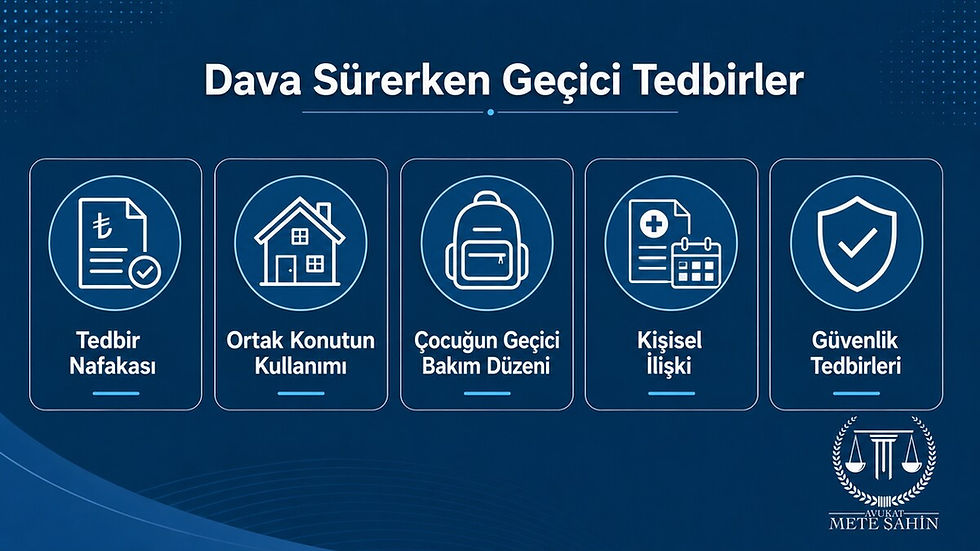 Boşanma davasında tedbir nafakası, geçici bakım düzeni, kişisel ilişki ve aile konutu tedbirleri
