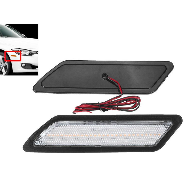 Kit Freccia Laterale a Led Side Marker Lente Trasparente Luce Arancione Per BMW