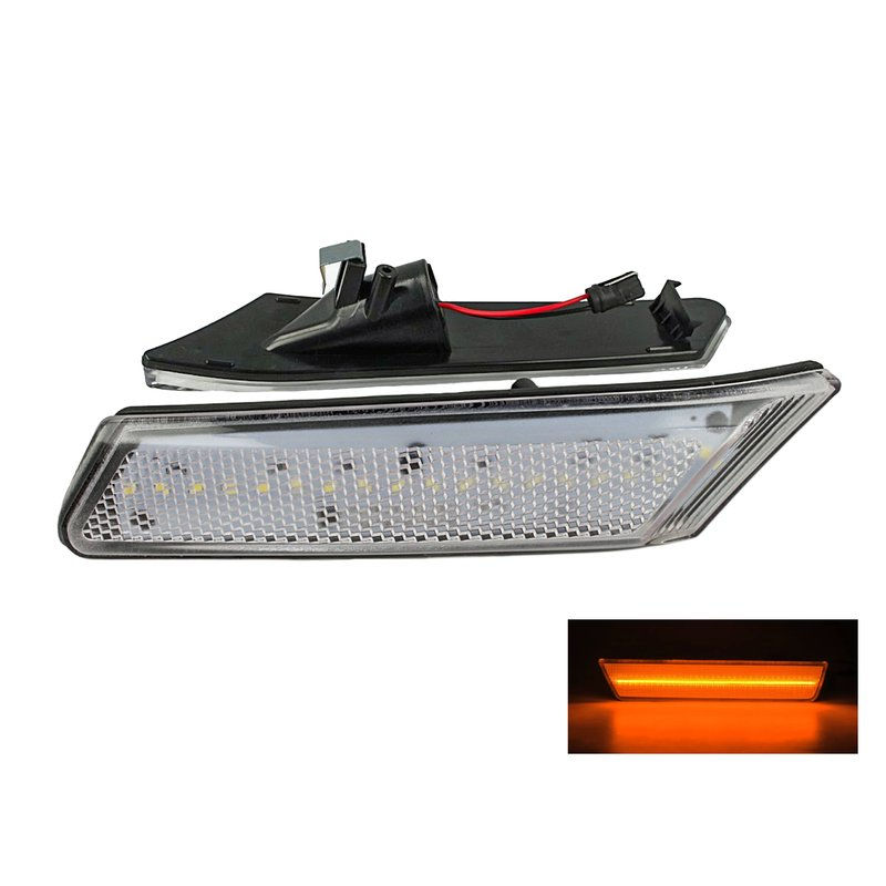 Kit Freccia Laterale a Led Side Marker Lente Trasparente Luce Arancione Per Pors