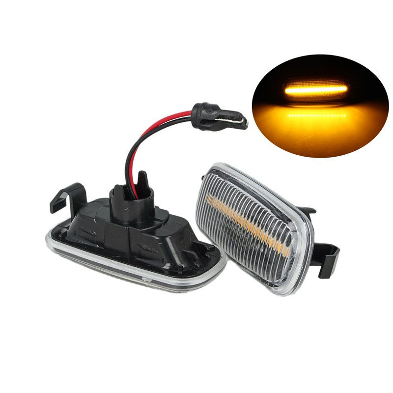 Kit Freccia Laterale a Led Side Marker Lente Trasparente Luce Arancione Per Audi