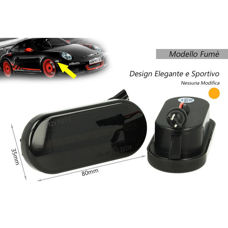 Kit Freccia Laterale a Led Side Marker Dinamica Lente Fume VW Golf 3 4 Bora Lupo