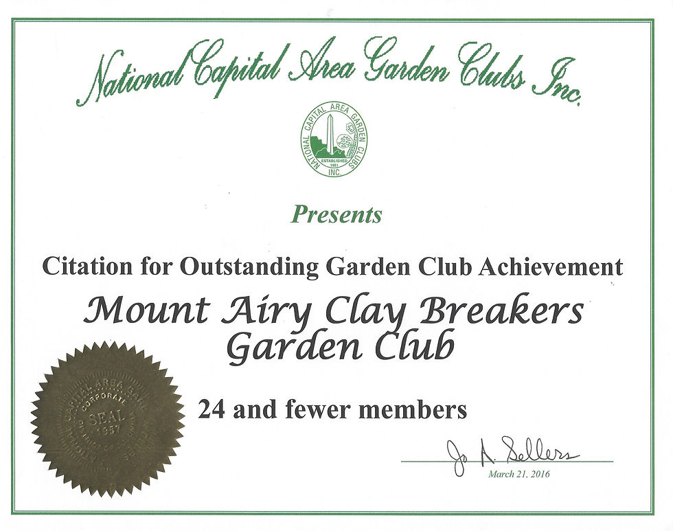 NCAGC 01 Outstanding Garden Club Achieve