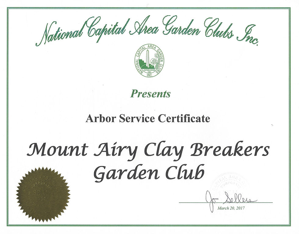 NCAGC Arbor Service Certificate