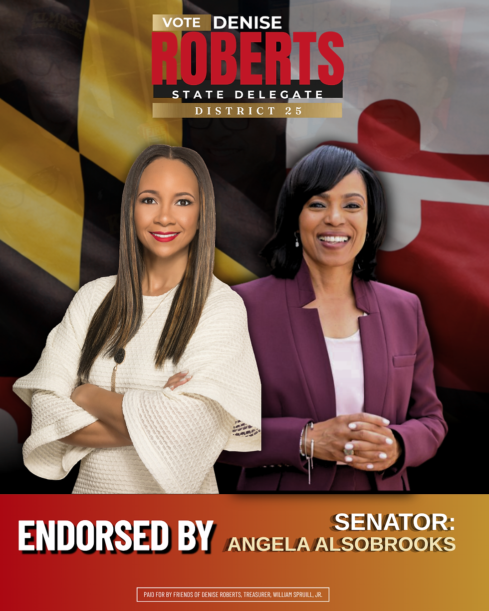 U.S. SENATOR ANGELA ALSOBROOKS ENDORSES DELEGATE DENISE G. ROBERTS FOR DISTRICT 25