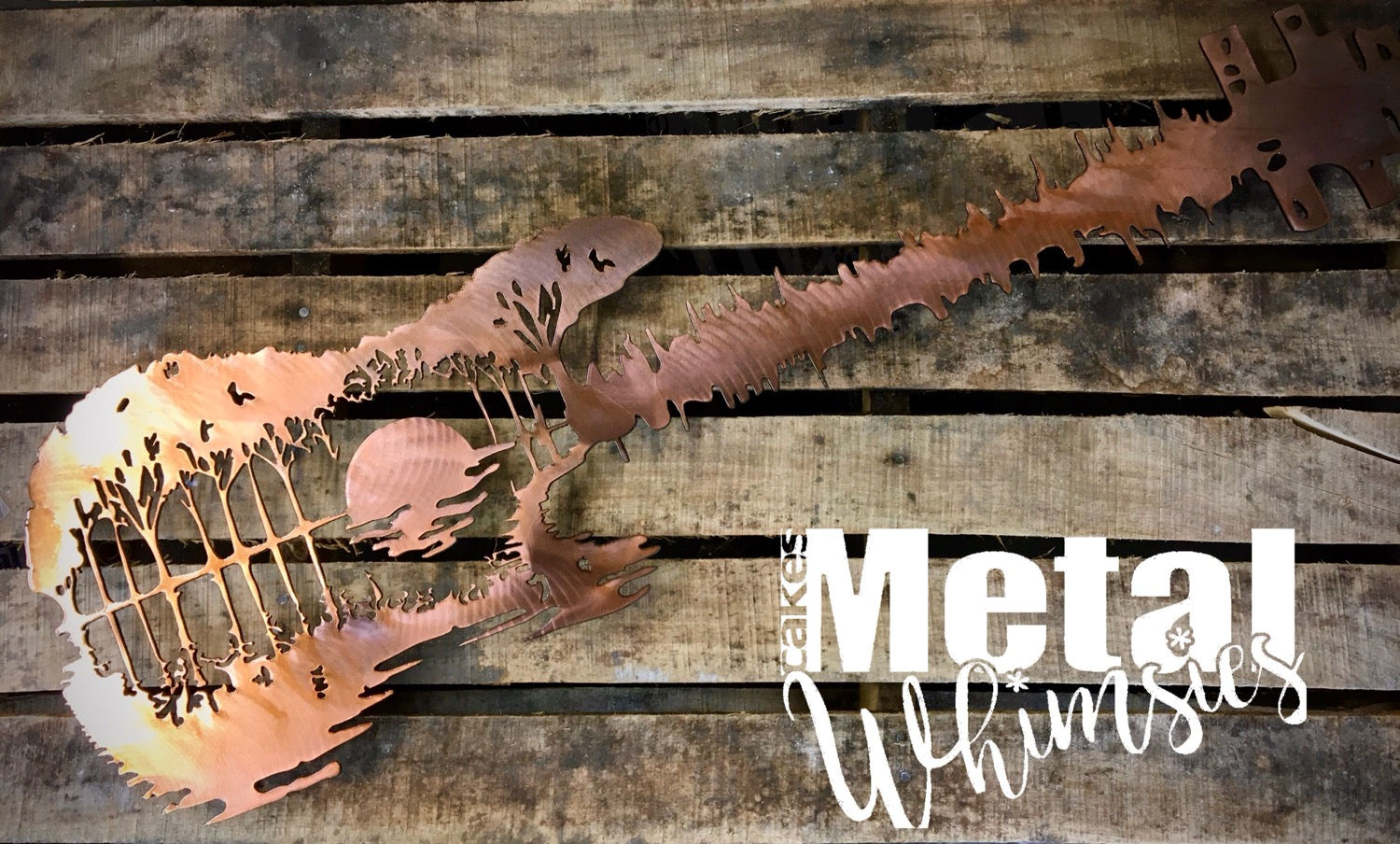 Lake Sunset Electric Bass Guitar - Wall Art