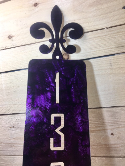 Thumbnail: Fleur-De-Lis Address Sign - Cake's Metal Whimsies