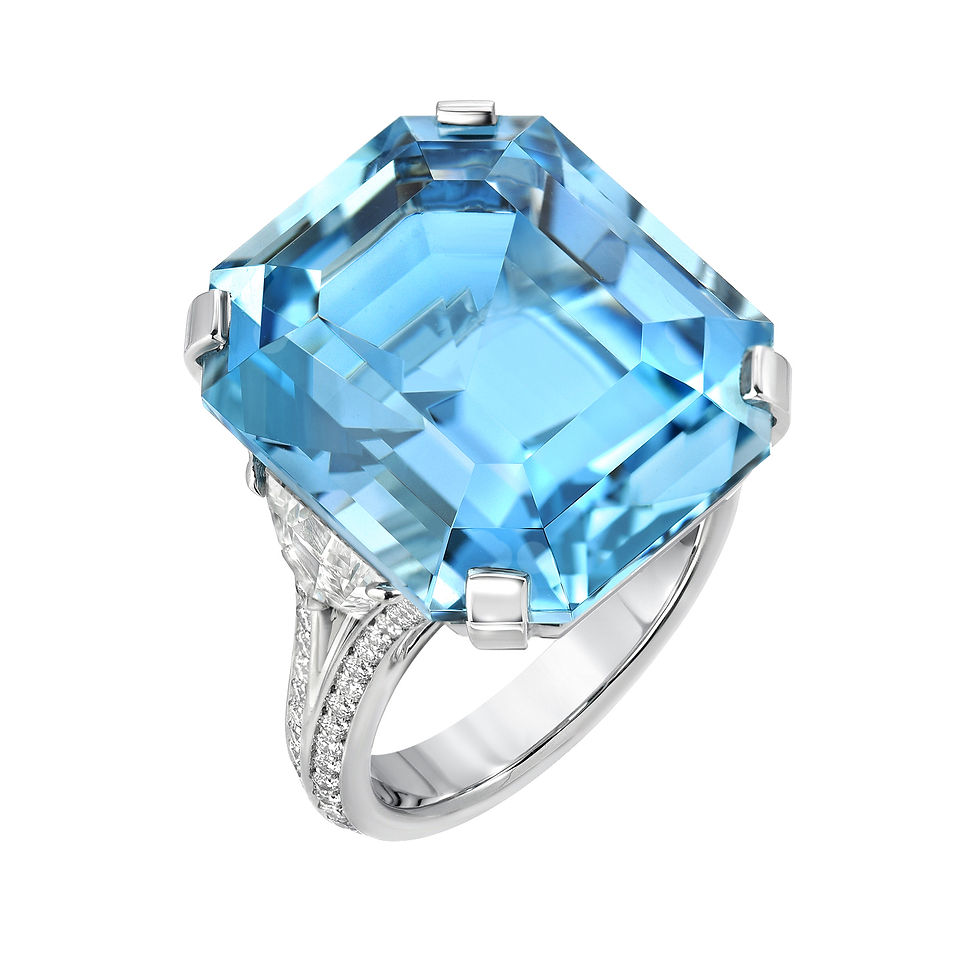 Aquamarine Diamond Platinum Ring
