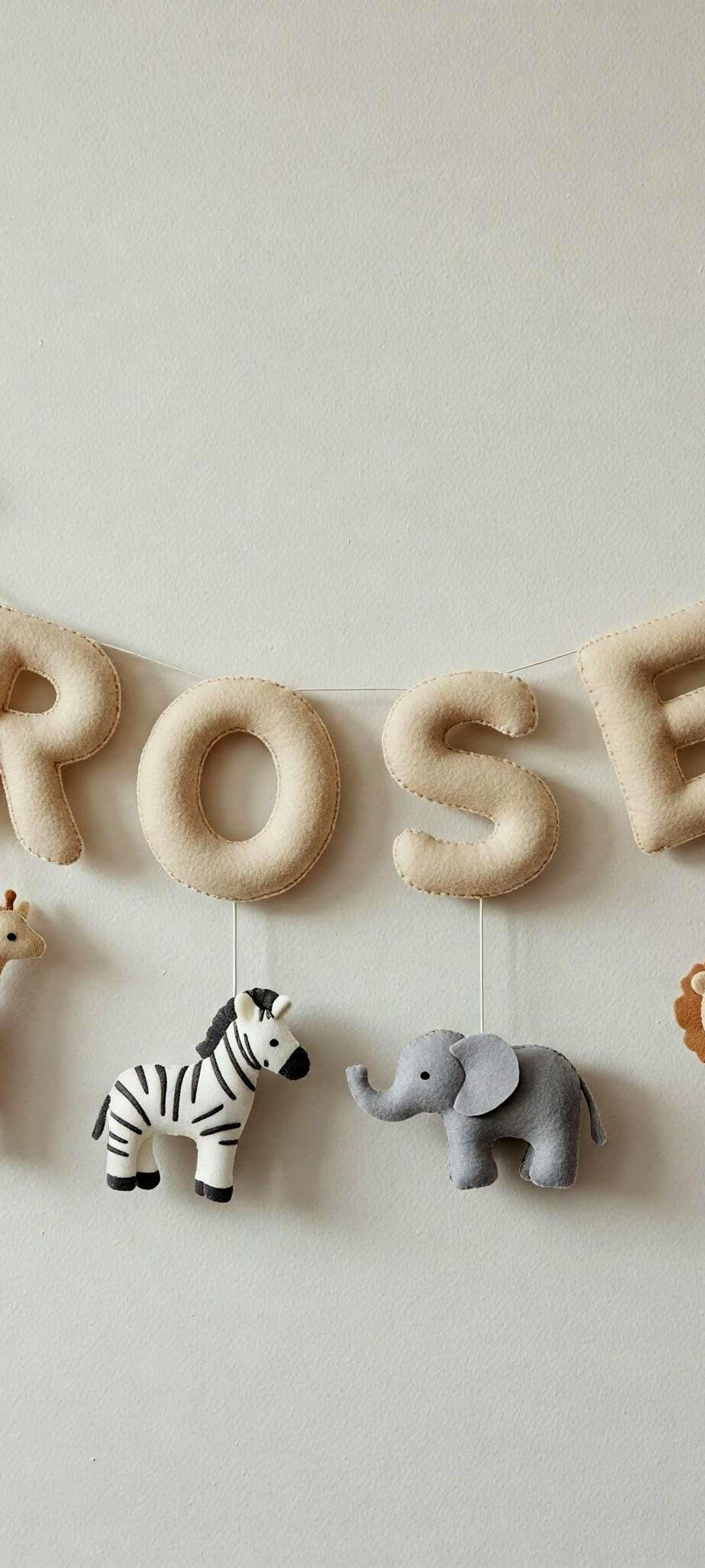 Custom Safari Name Garland , Custom Name Decor, Baby Animals Garland, Felt Name…