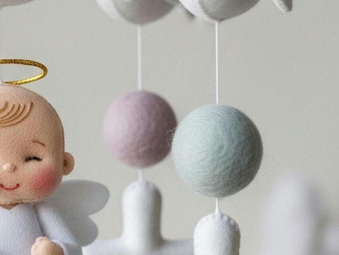 Thumbnail: Cross and Pigeons Baby Mobile and Angel Baby Christian Nursery Jesus Cot Mobile