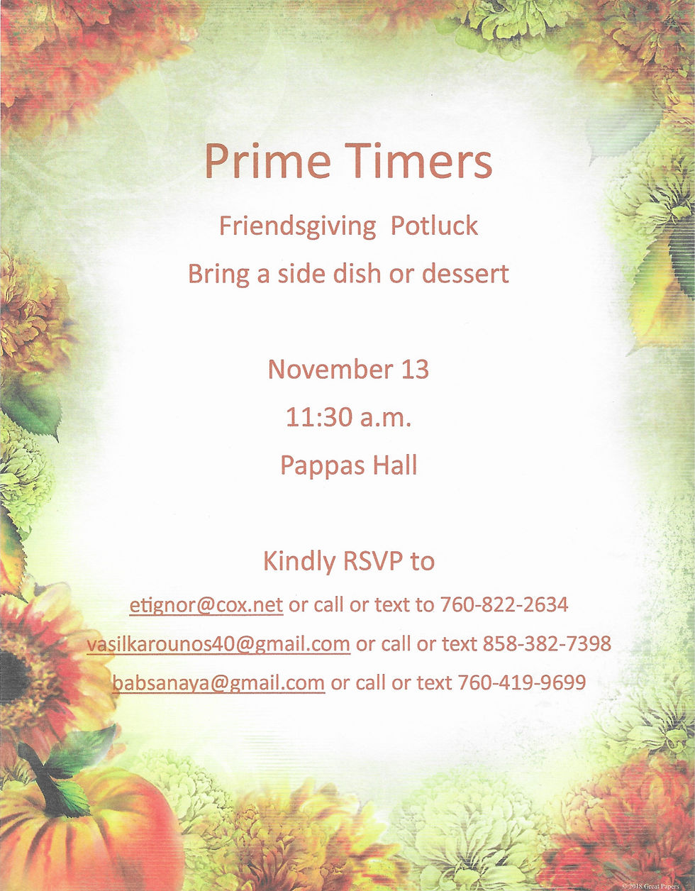 Primetimers Friendsgiving Potluck