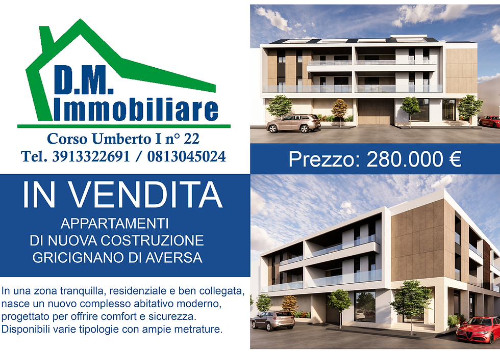 VENDITA SPLENDIDI APPARTAMENTI DI NUOVA COSTRUZIONE GRICIGNANO