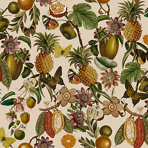 Vintage Moths Butterflies and Tropical Fruits Night Garden Sepia