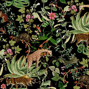 Vintage Wild Animals Jungle Night