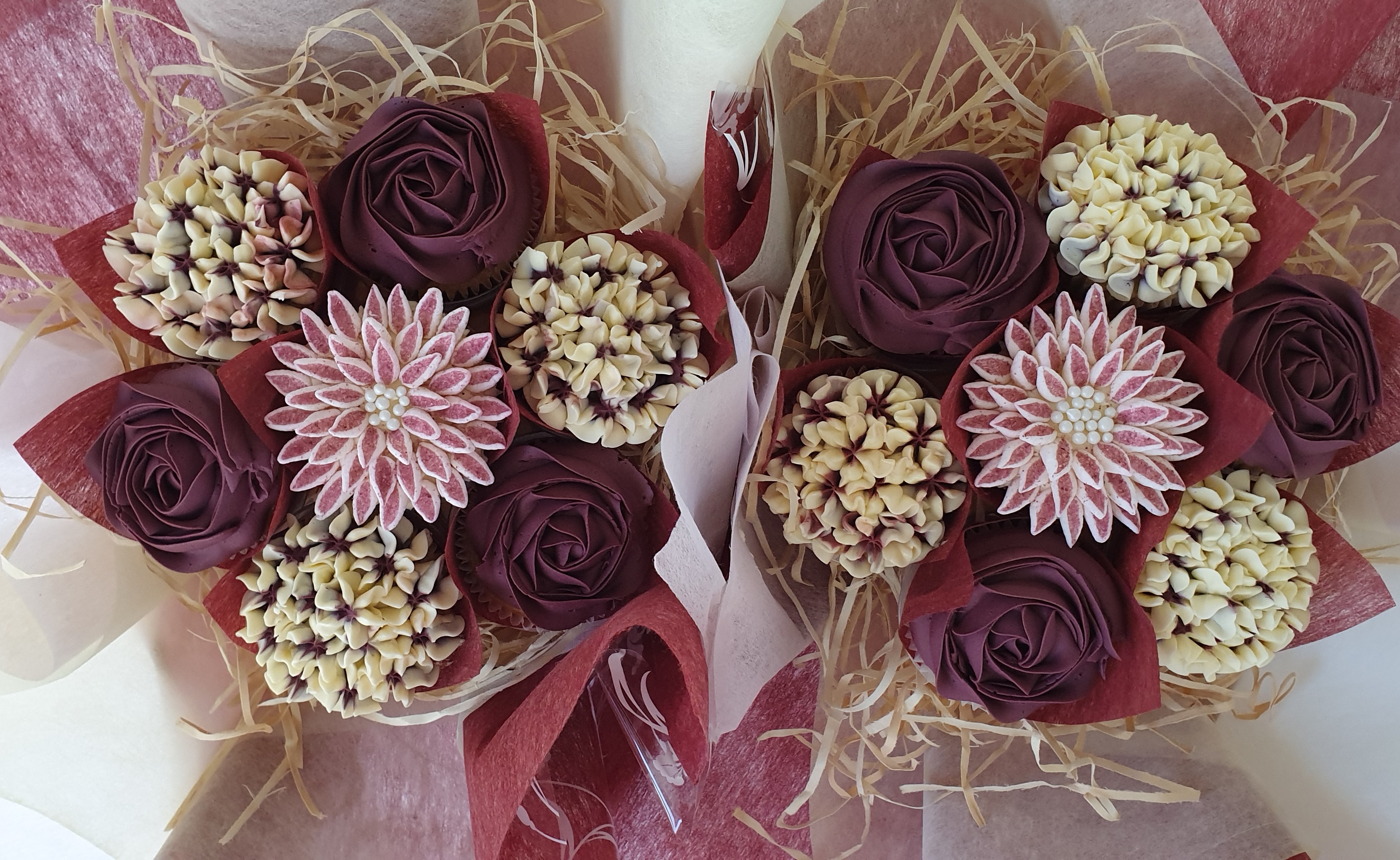Mixed Blooms - Burgundy & Cream